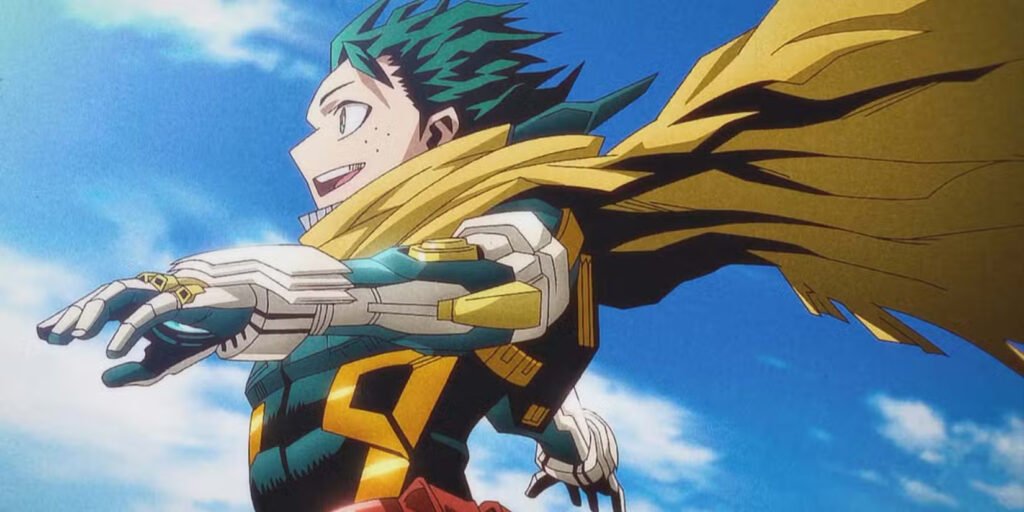 Deku wearing new armor from My Hero Academia