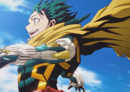 Deku wearing new armor from My Hero Academia