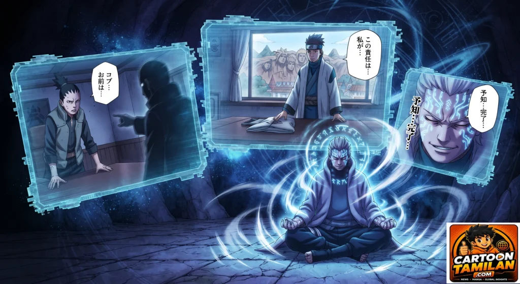 Kashin Koji using his upgraded Prescience ability in Boruto Two Blue Vortex Chapter 36