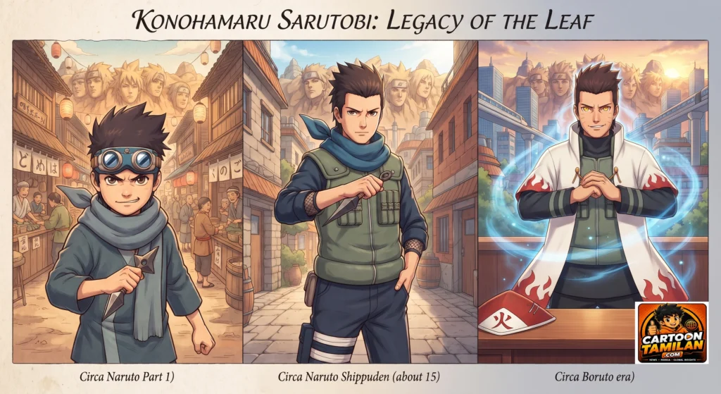 Konohamaru Sarutobi evolution from young student to 8th Hokage